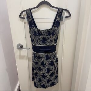 French Collection, Navy and cream and embroider with satin ribbon Size 8